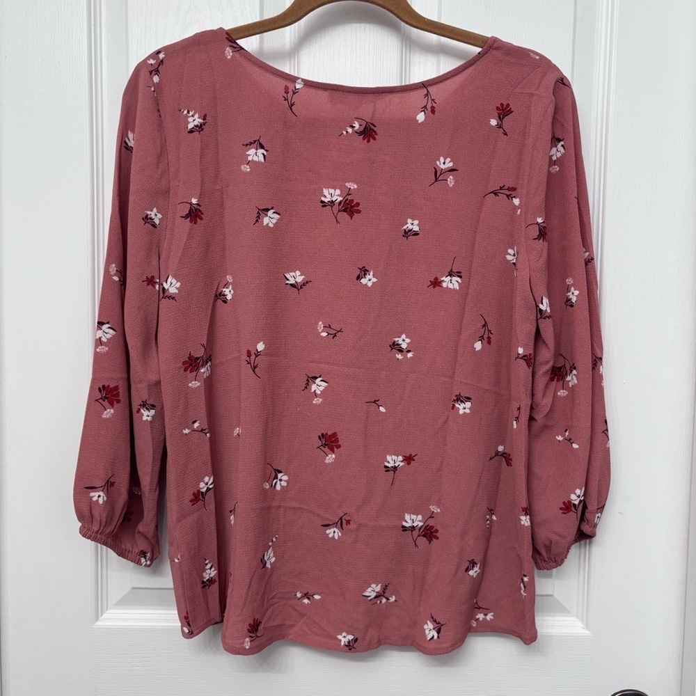 Dusty Rose Floral Twist-Front Blouse | Pink Republic M - Picture 2 of 8